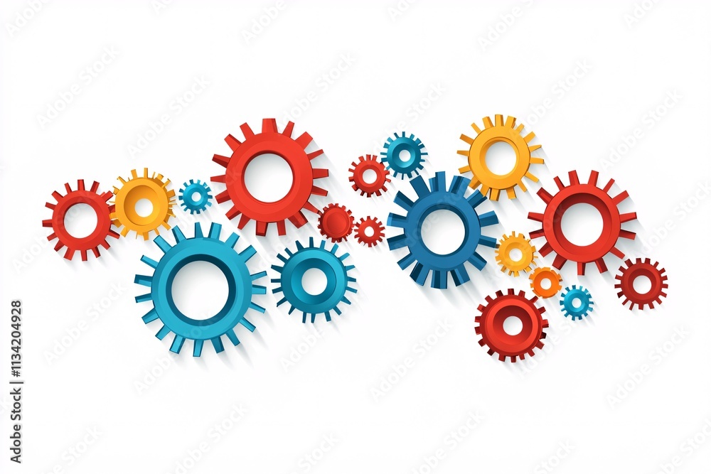 Poster a conceptual graphic showing interconnected devices and gears symbolizing connectivity through digit