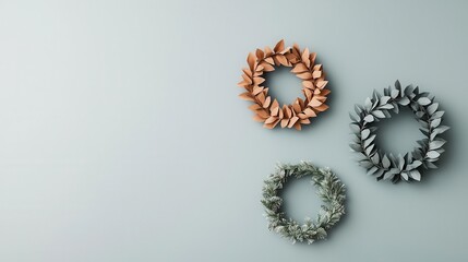 Origami mistletoe and wreaths decorating a modern urban loft, paired with sleek furniture and holidaythemed accents