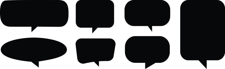 Set of speech bubbles. Black speech bubble collection. Speech bubble comic. Speech balloon or chat bubble flat style. 
