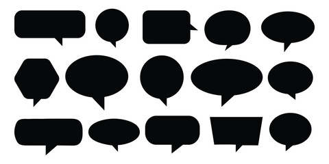 set of black speech bubble with balloons. Blank empty speech bubbles. Speech bubble collection.  Speech bubble comic flat style.