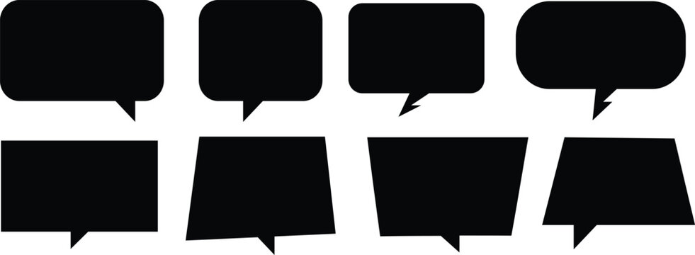 Speech bubbles vector icon set. Black speech bubble collection. Speech bubble comic. Blank empty speech bubbles.
