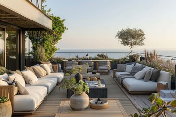 Obraz premium Luxury Rooftop Terrace with Ocean View