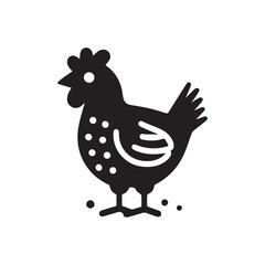 Fototapeta premium chicken icon, farm bird, black simple on transparent background