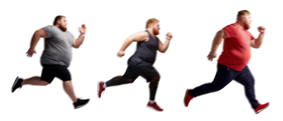 Fat Man Running Isolated on Transparent Background PNG for Photomontage