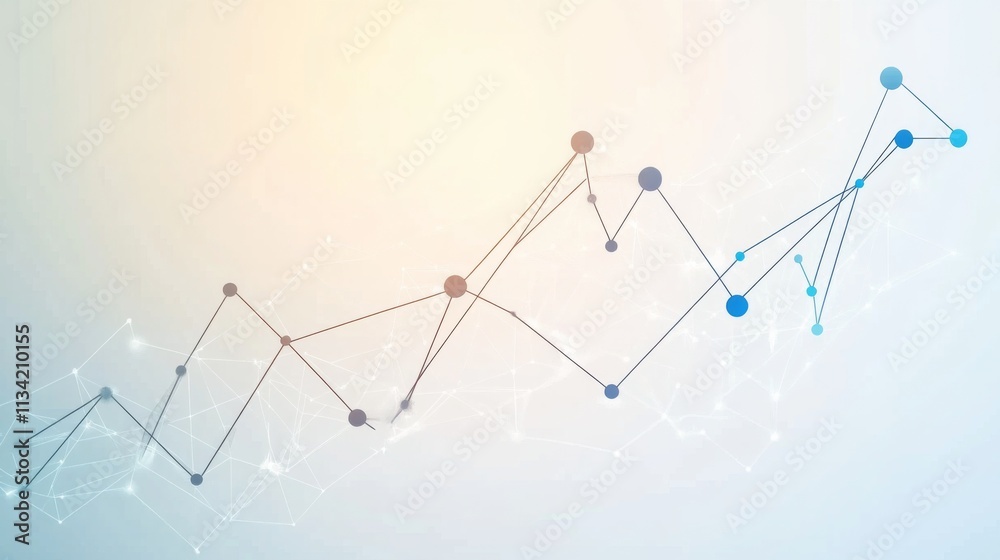 Poster abstract data visualization with lines and dots on gradient background