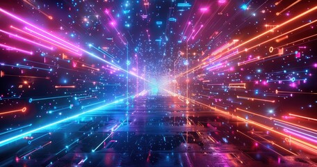 Obraz premium crazy social media background with lots of neon lights