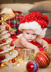 little child with christmas decorations