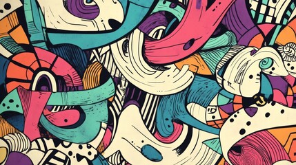 Obraz premium Colorful Abstract Illustration with Vibrant Swirls and Shapes
