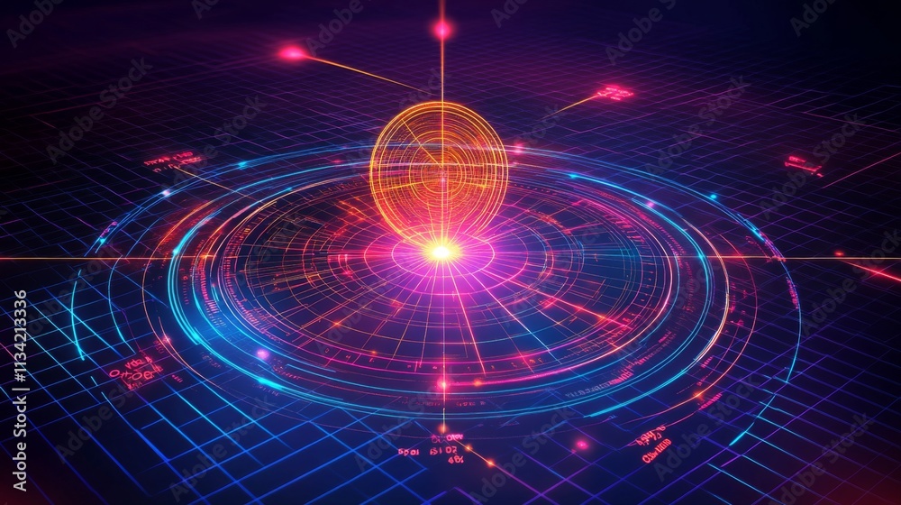 Poster Vibrant Abstract Digital Visualization of Energy and Light Dynamics