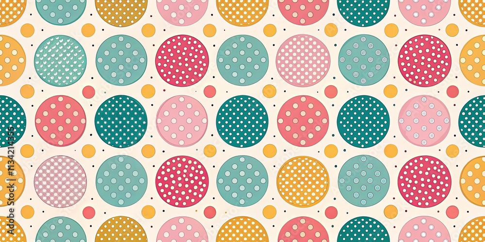 Poster A colorful pattern of circles with a white background
