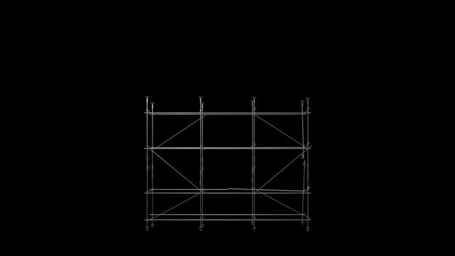 Exploded scafolding slow motion