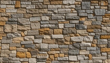 Naklejka premium Stone wall texture in various shades of gray and brown, stone background. AI generated.