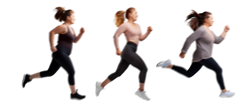  Woman Running with Motion Blur Isolated on Transparent Background PNG for Photo Scenes Set