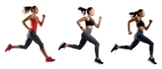  Woman Running with Motion Blur Isolated on Transparent Background PNG for Photo Scenes Set