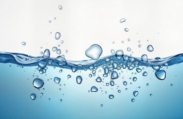 Water surface with many bubbles, droplets. Clear water with ripples, air bubbles. Fresh, clean water. Perfect for purity, hydration, freshness. Aqua. Clean. Fluid. Water. Nature. Background.