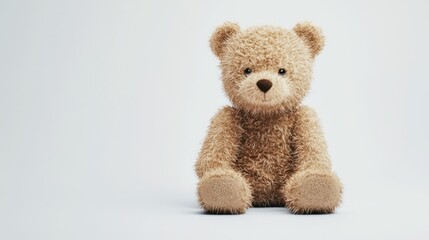 Cute teddy bear isolated on light background. Retro fluffy soft stuffed toy. Valentine day symbol