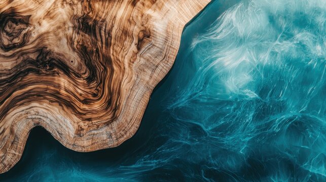 Wood resin texture background. Close up of wooden and epoxy surface table. Natural rustic art backdrop