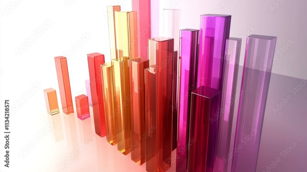 Poster Colorful Transparent Bar Graphs Representing Data Visualization Trends