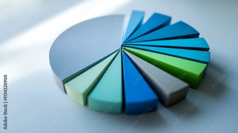Aufkleber Colorful Pie Chart Segments on Table for Data Visualization Purpose