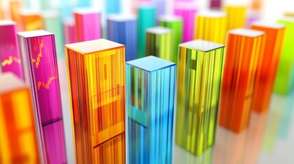 Fototapeta premium Colorful Cubes Representing Data Visualization in an Abstract Style