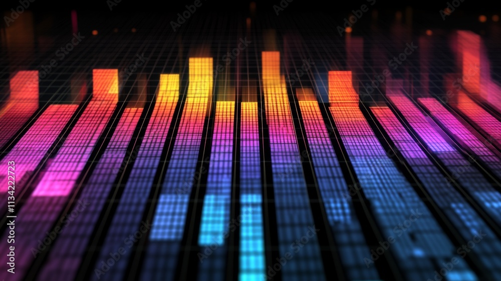 Aufkleber colorful sound waves display on a digital equalizer background