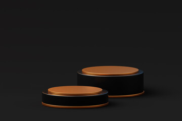 Golden Spotlight Stage Podium for Product Display presentation sale Promotion concept 3D background