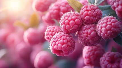 Close-up of fresh raspberries with vibrant colors