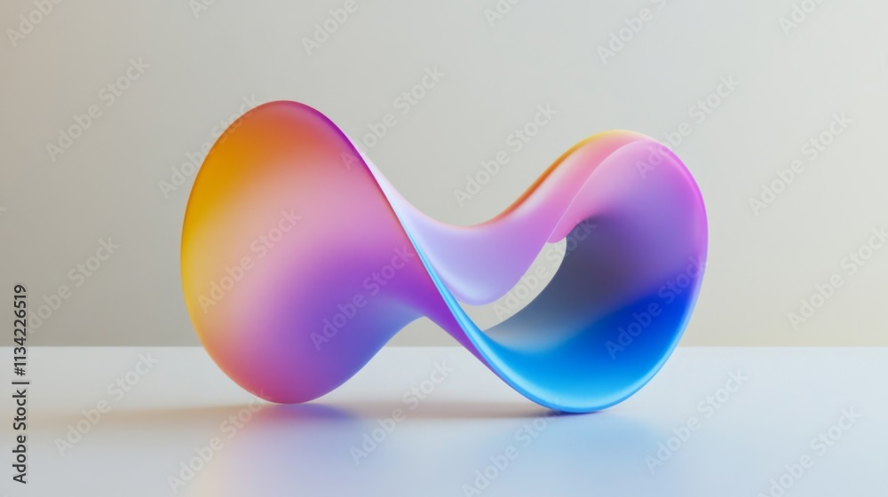 Poster colorful abstract sculpture with fluid shape and gradient finish