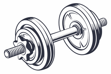 Dumbbell, Symmetrical weights on each end of a bar vector silhouette on a white background