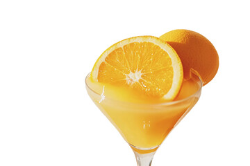 a glass with orange juice and a slice of orange