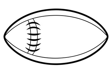 Football American, Oval ball with bold laces and pointed ends vector silhouette on a white background