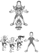 vector illustration of cartoon characters boys and girls doing somethings