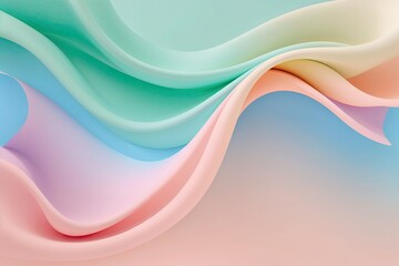 Obraz premium Soft Pastel Gradient Background with Mint Green Pink and Peach Flowing Design on Blue