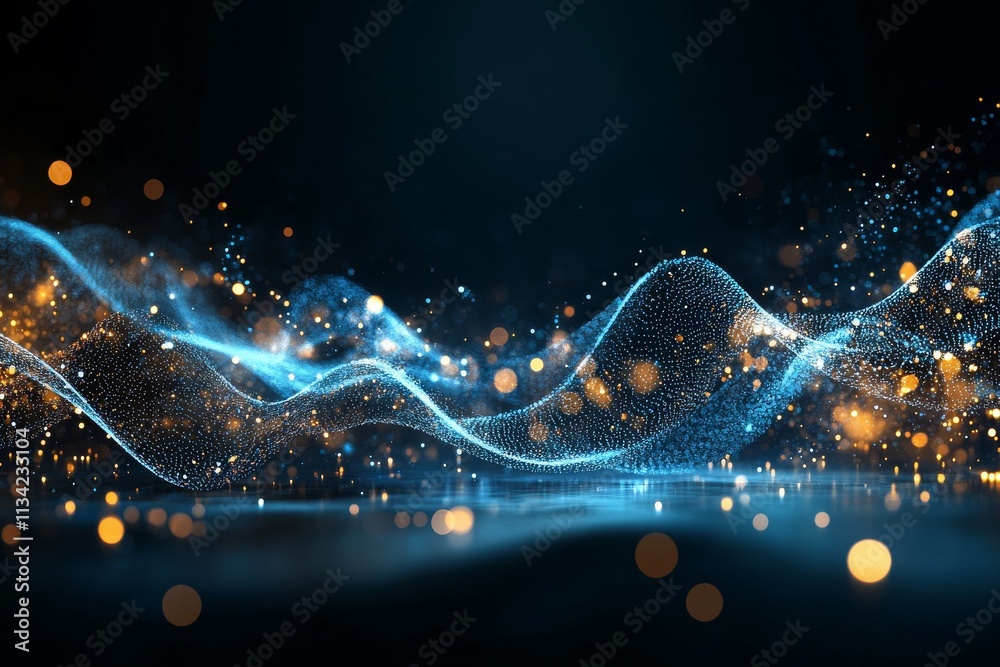 Poster colorful waves of light create a mesmerizing visual display in a dark environment