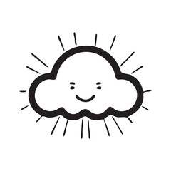 sun behind the cloud icon vector illustration on write braguround