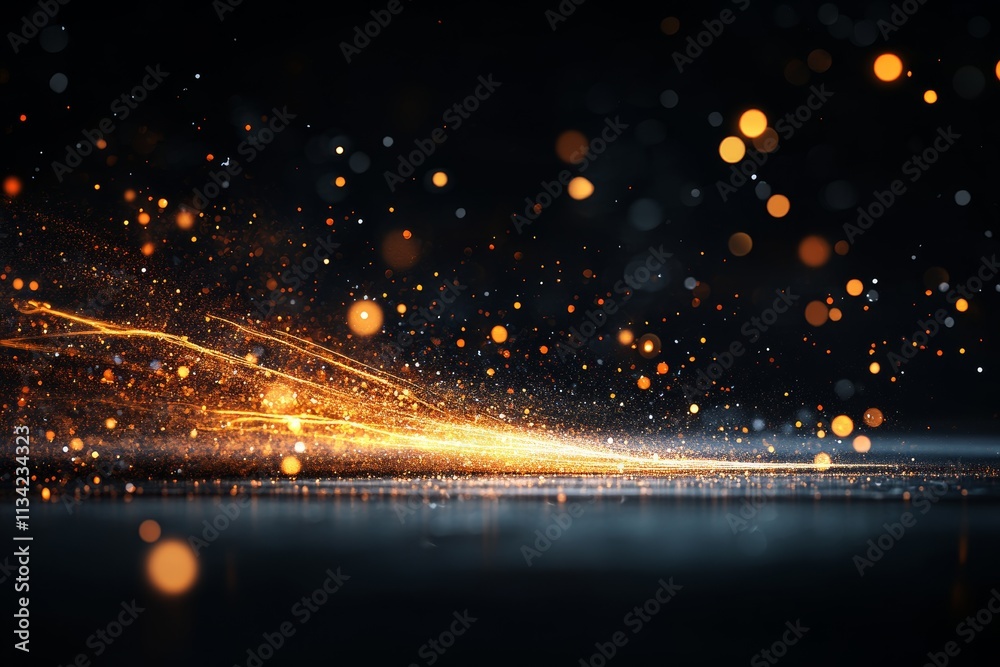Poster dynamic sparks and glowing particles creating a mesmerizing display at night