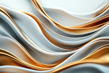 Obraz premium Flowing waves of gold and silver fabric create an elegant texture in modern design artwork