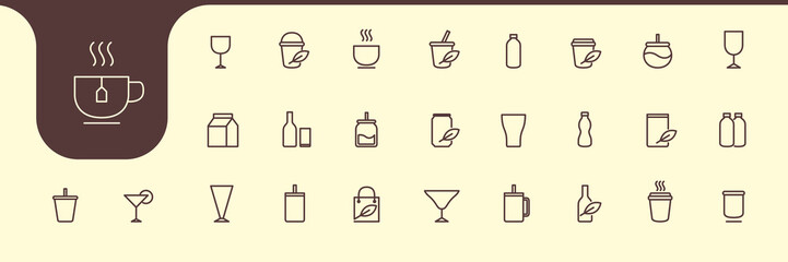 kinds of drink glass icons design vector