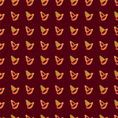 Papaya flat seamless pattern on red background. Wrapping paper, gift card, poster, banner design. Home decor, modern textile print. Summer bright geometric fruits patterned.