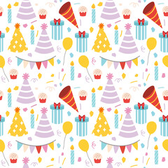 Colorful Birthday Party Seamless Pattern