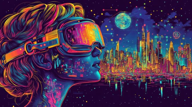 Cyberpunk Sentinel: Neon Glows & Nanotech Veins