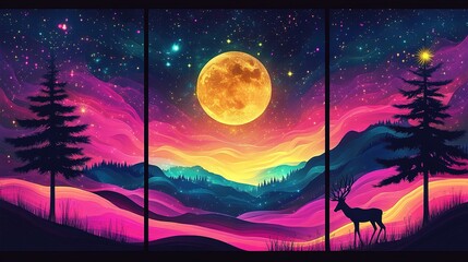 Fototapeta premium night landscape with moon