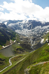The view of Pitztal glacier from Fuldaweg, Pitztal valley, Austria