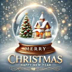 christmas greeting card with christmas tree