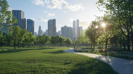 Obraz premium Skyline of Chicago at Grant Park, Illinois