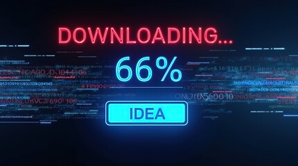 Futuristic Digital Download Screen With Bold Downloading Message