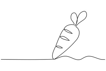 Simple carrot in continuous one line art drawing icon isolated on white background vector illustration
