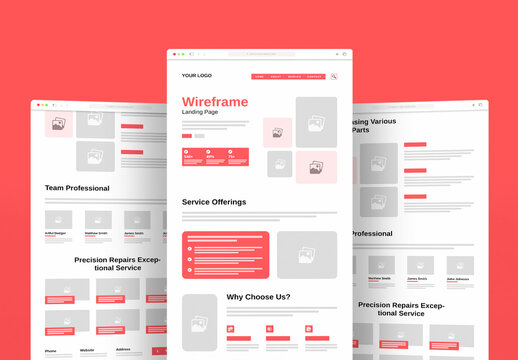 Modern Landing Page Wireframe Design Template