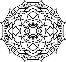 Decorative mandala and pattern for Mehndi, wedding, tattoo, islam, indian, arabic. Outline mandalas coloring book page.