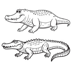 Alligator line art vector on white background
